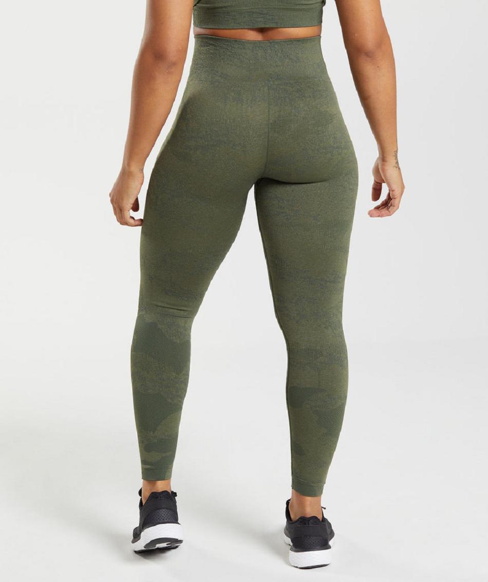 Gymshark Adapt Camo Seamless Ženske Tajice Maslinasto Zelene Maslinasto Zelene | HR 4029SGL